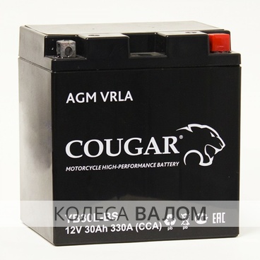 COUGAR AGM VRLA 12В 6ст 30 а/ч оп YB30L-BS